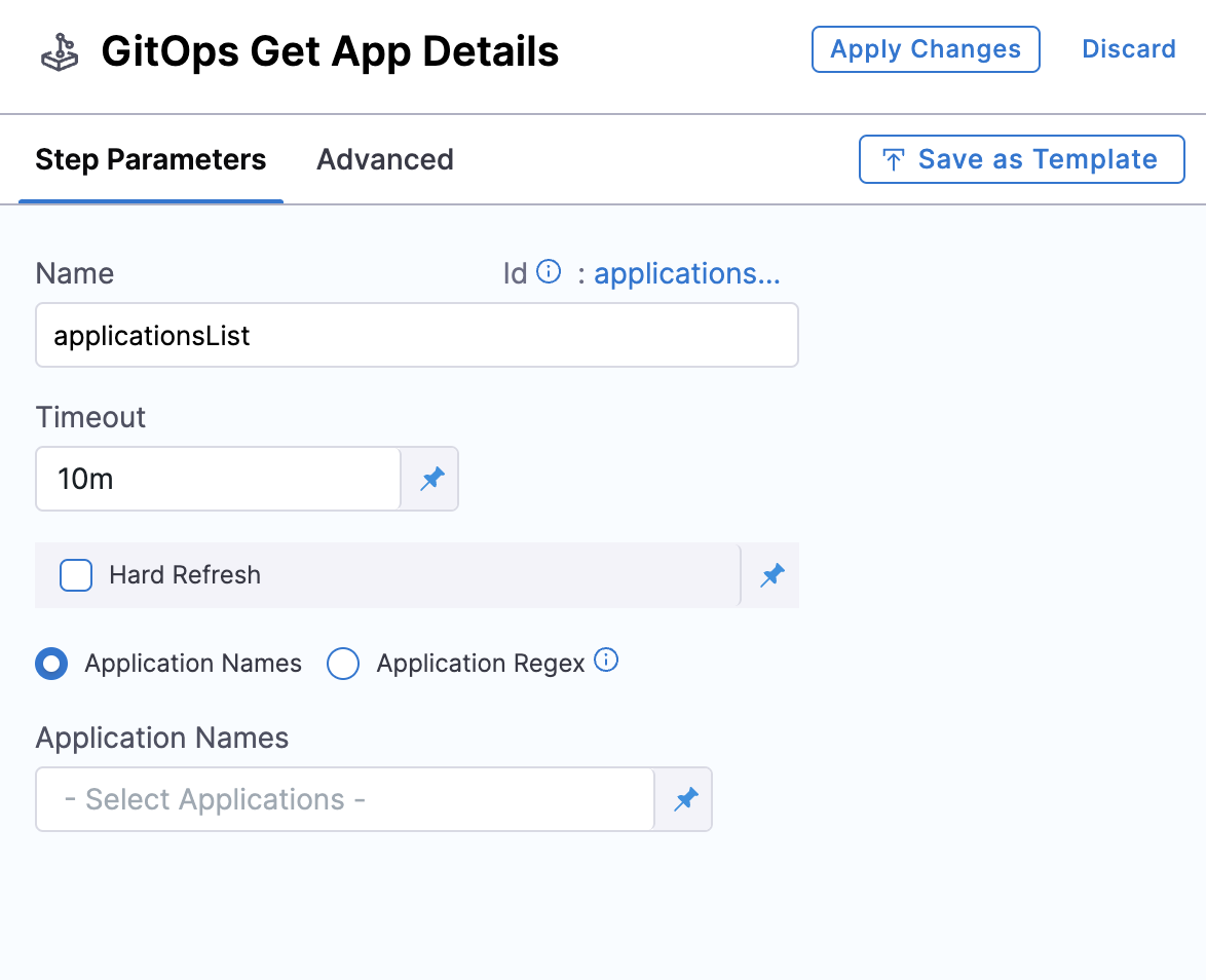 GitOps Get App Details step