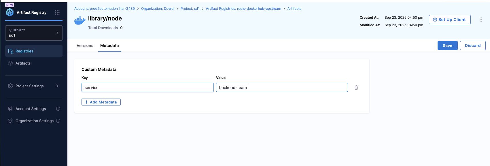 Click to view full size image Artifact Level Metadata