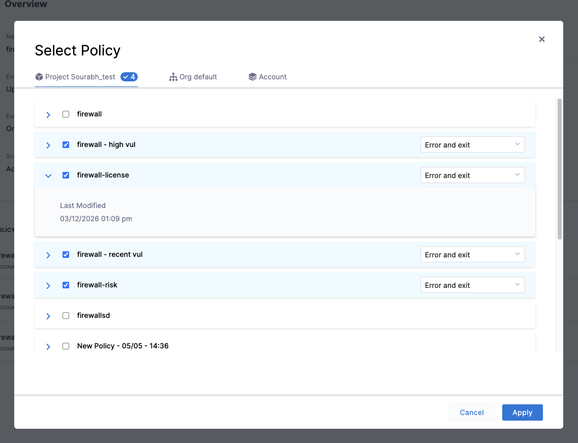 Select Policies for Policy Set
